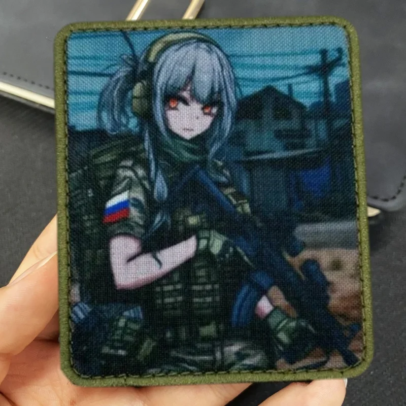 Parche táctico MOLLE soldado femenino anime – gancho y bucle - imagen 3