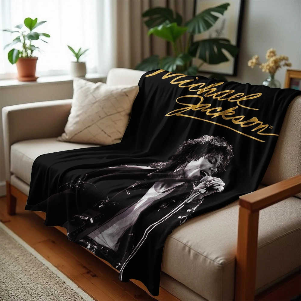 M-Michael J-Jackson Stage Anime Cartoon Flannel Blanket Soft Warm Throw for Bedroom Sofa Car Kids Holiday Gift