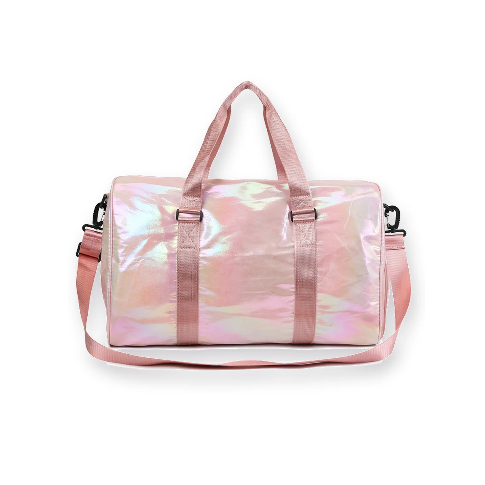 Women’s Iridescent Gym Bag with Shoe Compartment, Large Capacity Travel Duffel with Wet Pocket and Adjustable Shoulder Strap