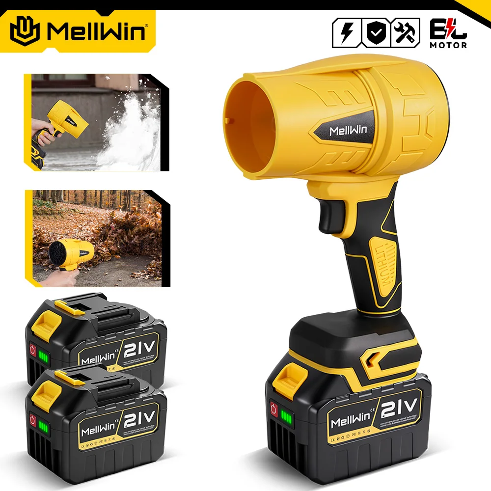 MELLWIN 350 m/s bürstenloser elektrischer Turboventilator, Strahlventilator, heftiges kabelloses elektrisches Laubbläser für Makita 18 V-Batterie-Pin