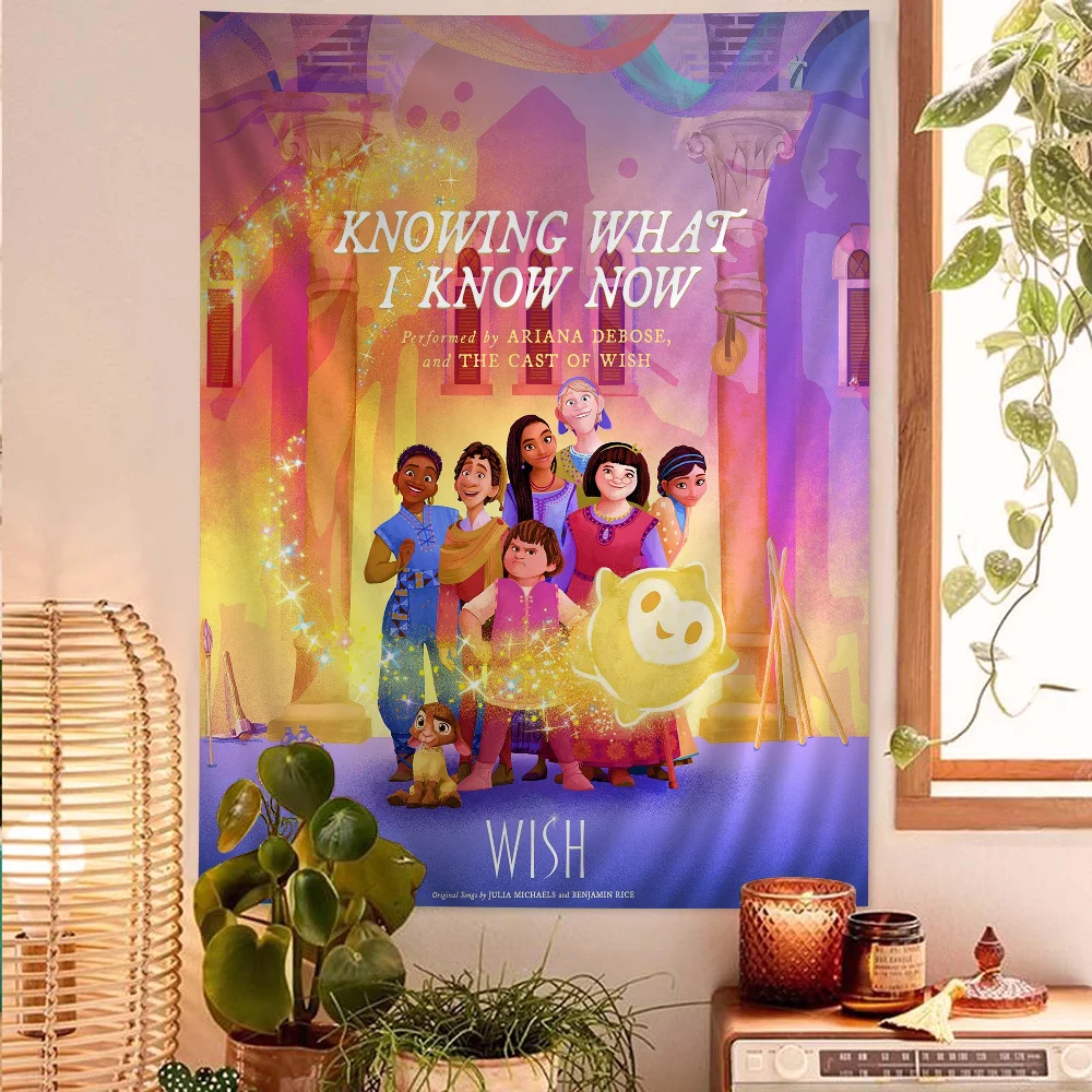 نسيج فيلم أنيمي W-Wish ، التاروت المعلق ، سجاد حائط هيبي ، ديكور منزلي للسكن