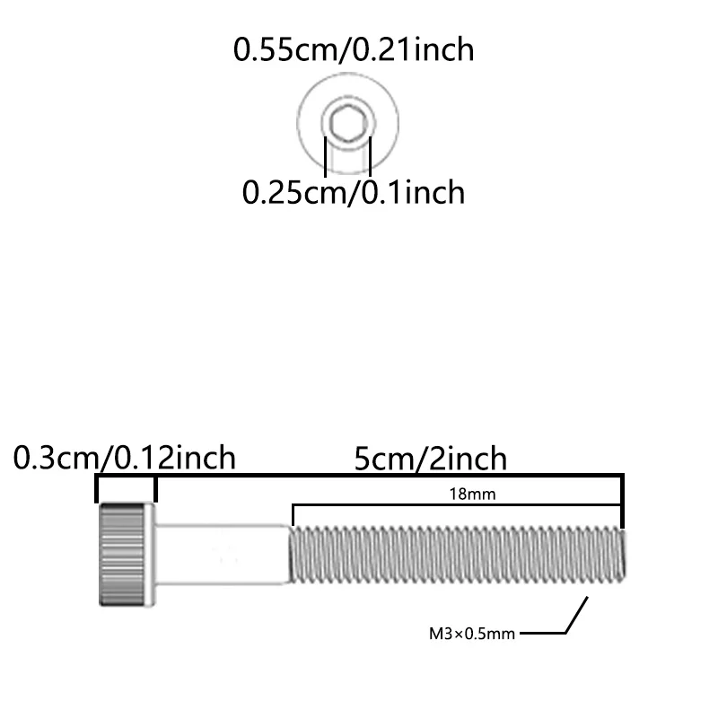 100 pcs M3×0.5mm Hex Socket Cap Head Screws, 50mm Total Length 18mm Thread Black Carbon Steel Allen Bolts Hardware Fasteners