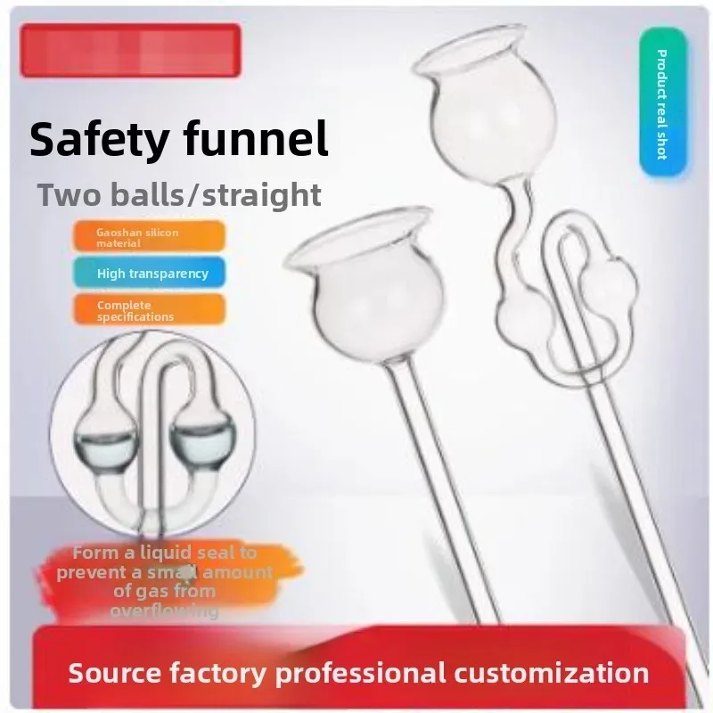 

Glass Safety Funnel Double Bulb Long Neck Straight Type for CO2 Reduction Lab Experiment