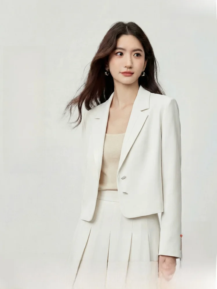 

ort Svel Jaet Women's Commute Sle Faionable Small Size Long Sve Turn-down Collar Button Detail Polyester Fiber