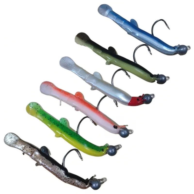 5 قطعة الطعم الناعم محاكاة بيونيك مضيئة مع BKK هوك 7.5 سنتيمتر/2 جرام ثلاثية الأبعاد الطباعة جثم المياه العذبة الصيد إغراء معالجة #6