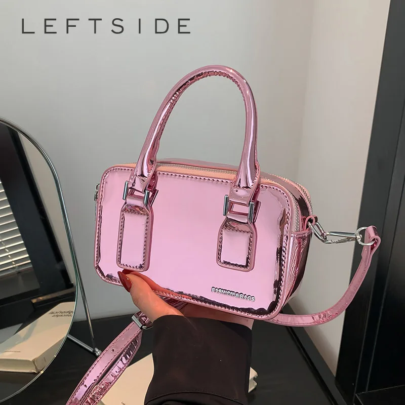 Mini Schattige Pu Lederen Schoudertas Dames Handtassen En Portemonnees Vrouwen 2024 Koreaanse Mode Zilveren Crossbody Tas Met Kort Handvat