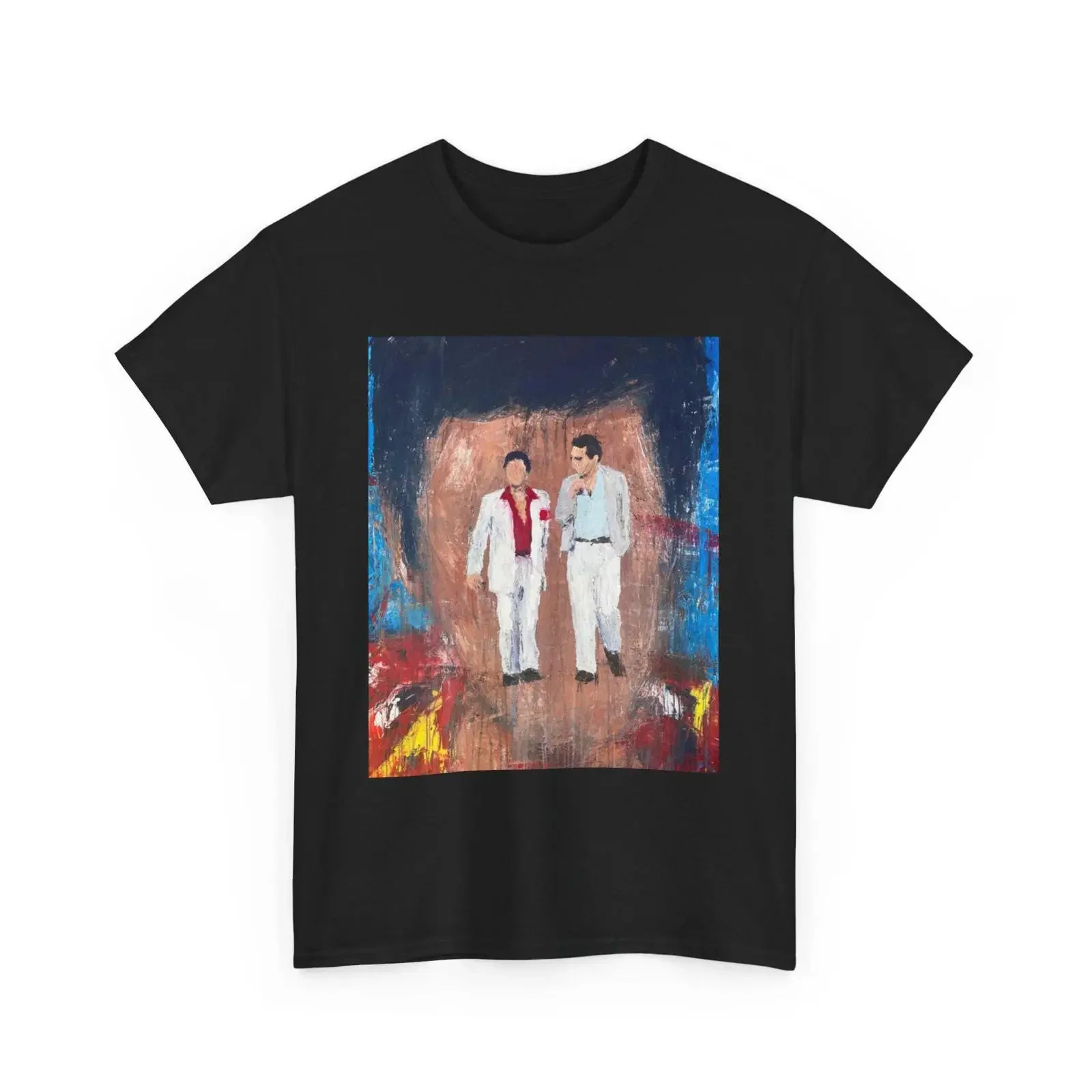 Scarface Satire Oil Painting T Shirt Y2K Trendy Soft Cotton Casual  Daily vintage Washed Comfortable streetwear Breathable