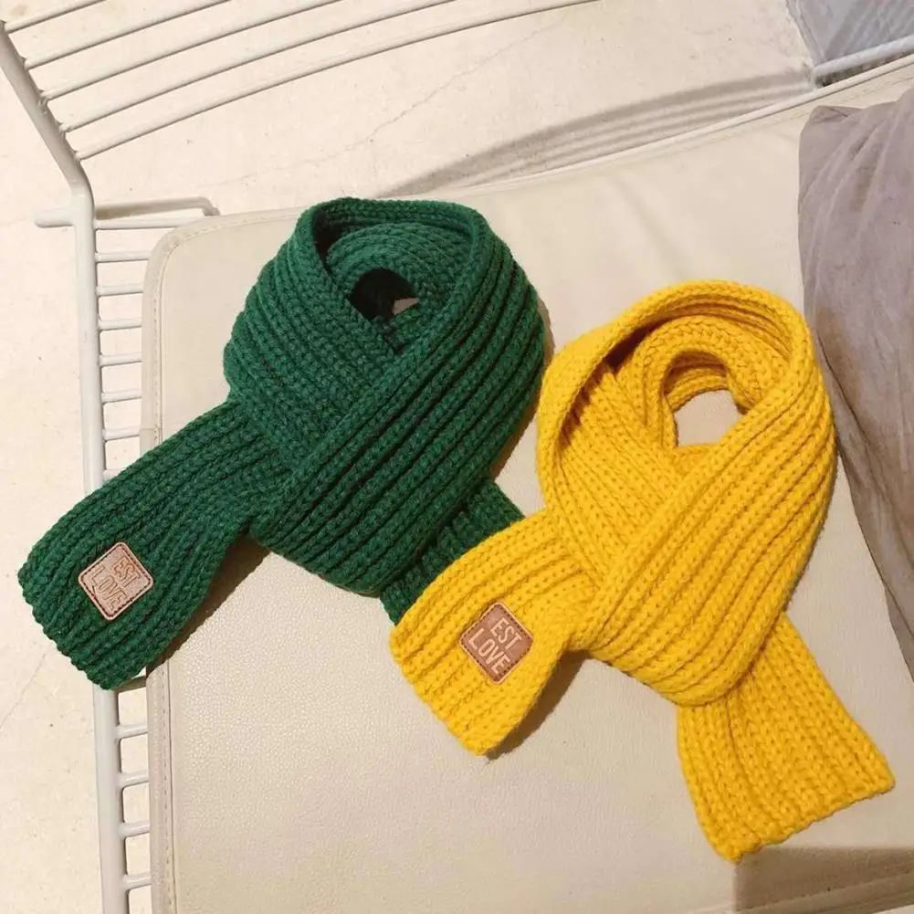 Children Winter Scarf Thick Solid Color Knitted Soft High Elasticity Keep Warm Boys And Girls Lightweight Neck Wrap for Daily