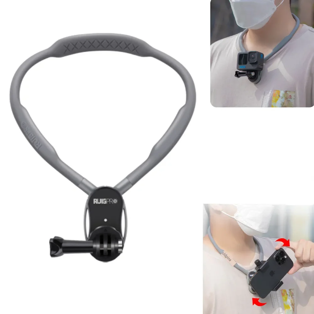 Go Pro Silicone Magnetic Neck Mount Vlog Quick Release Phone Holder For Iphone 15 Pro Max Samsung Huawei Gopro Dji Accessories