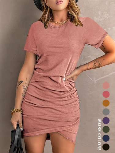 Imagen 2 del producto Vestido ajustado de manga corta con colores vivos y coloridos, fresco y simple, Verano