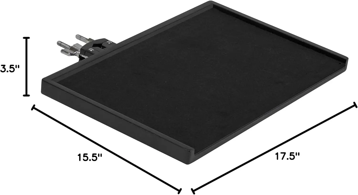 16 x 10 Sidekick Essentials Mountable Wood Tray with Clamp, with Protective Edge, Attaches to Cymbal or Drum Stand for Holding
