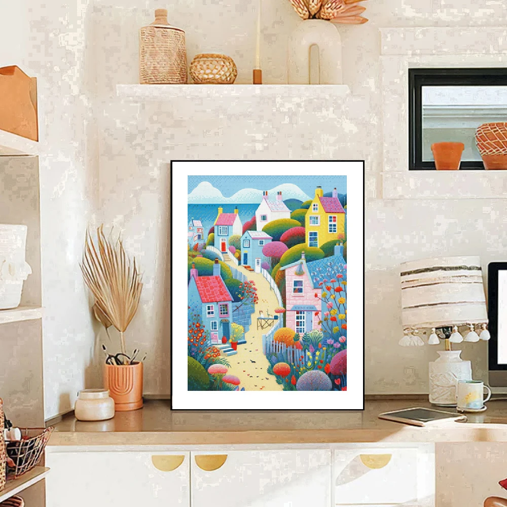 5D DIY Landschaft Diamant Malerei Garten Stadt voller Diamant Mosaik Stickerei Stadt Landschaft Kreuzstich Set Kunst Home Dekoration – Detail 9