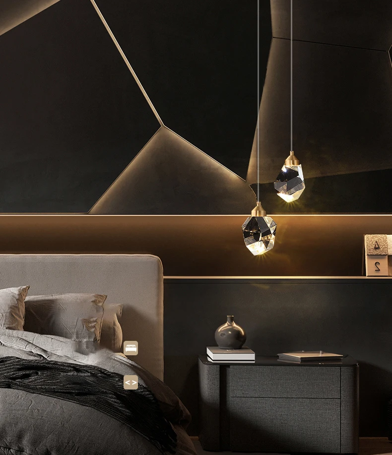 Light Luxury K9 Crystal Small Dhandelier Modern And Minimalist Restaurant Light Bar Counter Bedroom Bedside Long Line Light