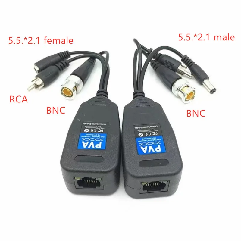 2 قطعة Balun RJ45 CCTV جهاز إرسال واستقبال الفيديو اقناع BNC موصلات طاقة العرض لكاميرا HDCVI HDTVI AHD التناظرية عالية الوضوح #2