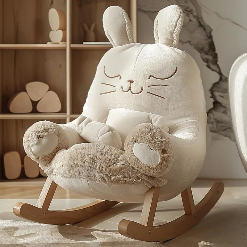 Rabbit Rocking Chair Adult Balcony Leisure Lazy Sofa Single Cream Wind Rocking Reclining Modern Simplicity