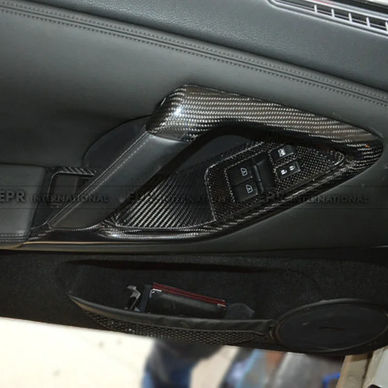 لنيسان R35 GTR ألياف الكربون الداخلية مقبض الباب الداخلي مقبض سحب الباب ملصق إضافة تعديل #2