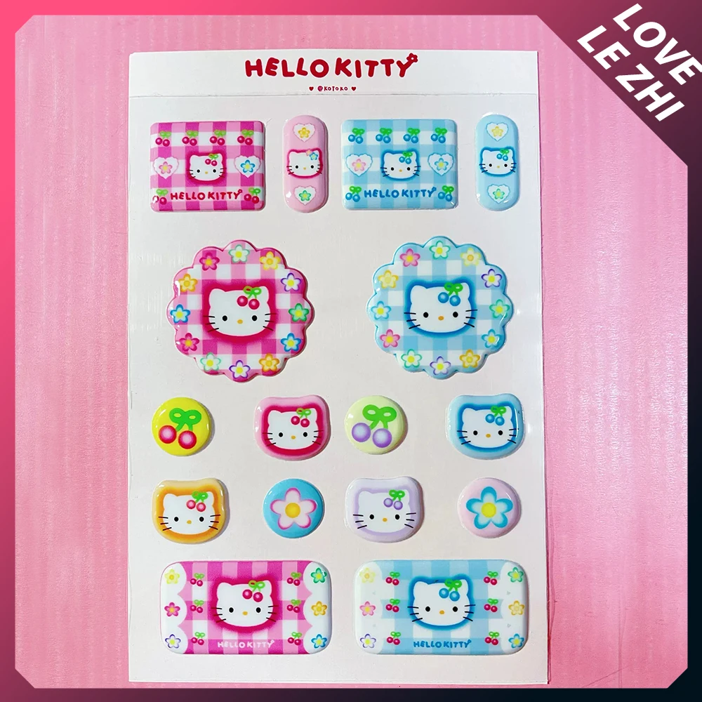 

Sanrioed Hello Kittys Retro Book Stickers Cute Bubbles Stereoscopic Hand Account Sticker Cartoon Diy Phone Case Sticker