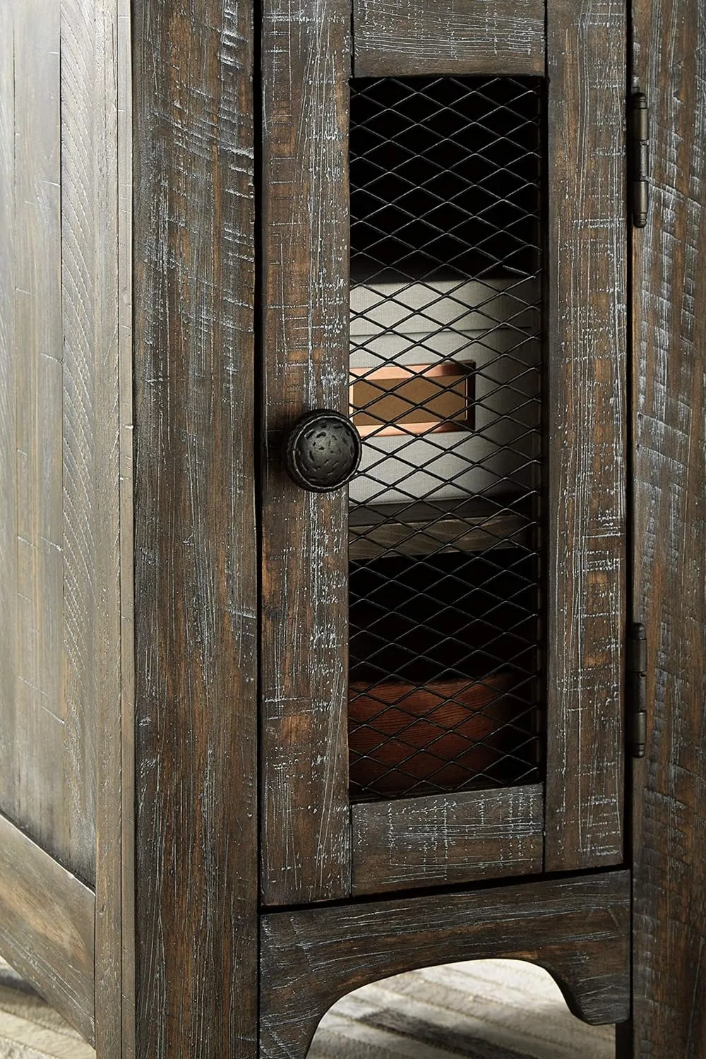 Signature Design by Ashley Danell Ridge Rustic Chair Side End Table with Double Cabinet Doors and 1 Storage Shelf, Brown