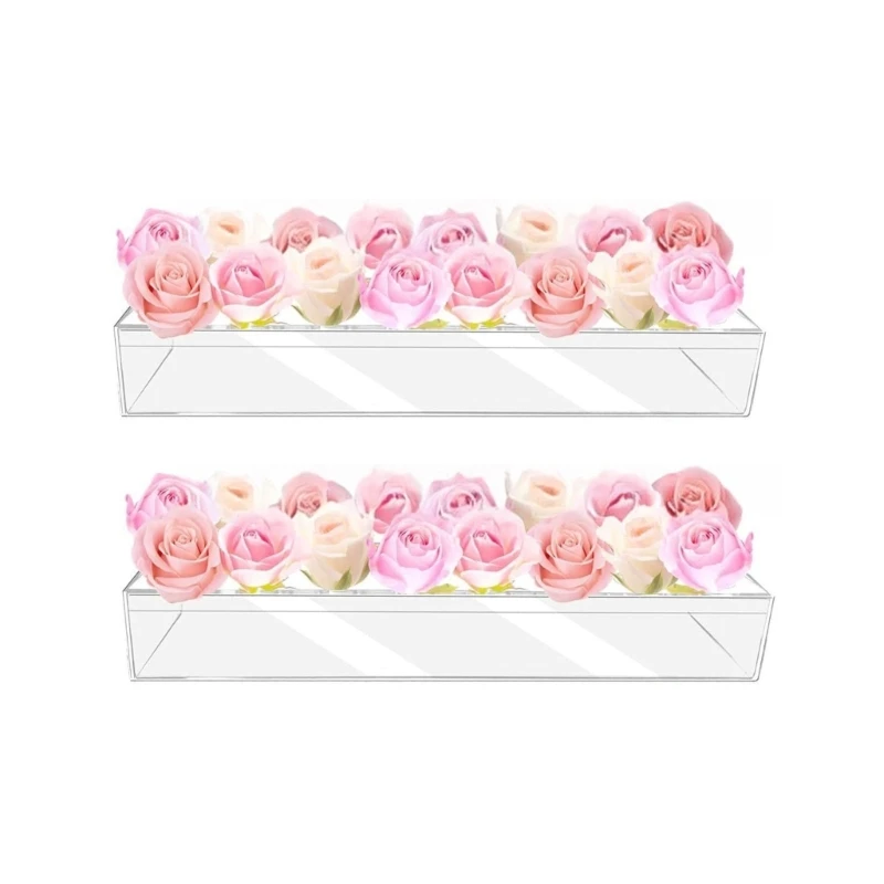 

Multi Purpose Flower Holder Display Platform 16 Holes Rectangular Vase Clear Acrylic Rack for Indoor Plant Home Decor