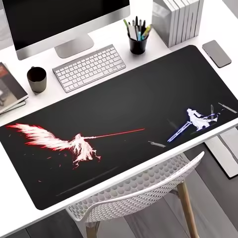 Angel Battle Mouse Pad Large Desk Accessory Aesthetic Gaming Non-slip Seamed Edge Art Mousepad Laptop Tablet Mat Mini PC Playmat