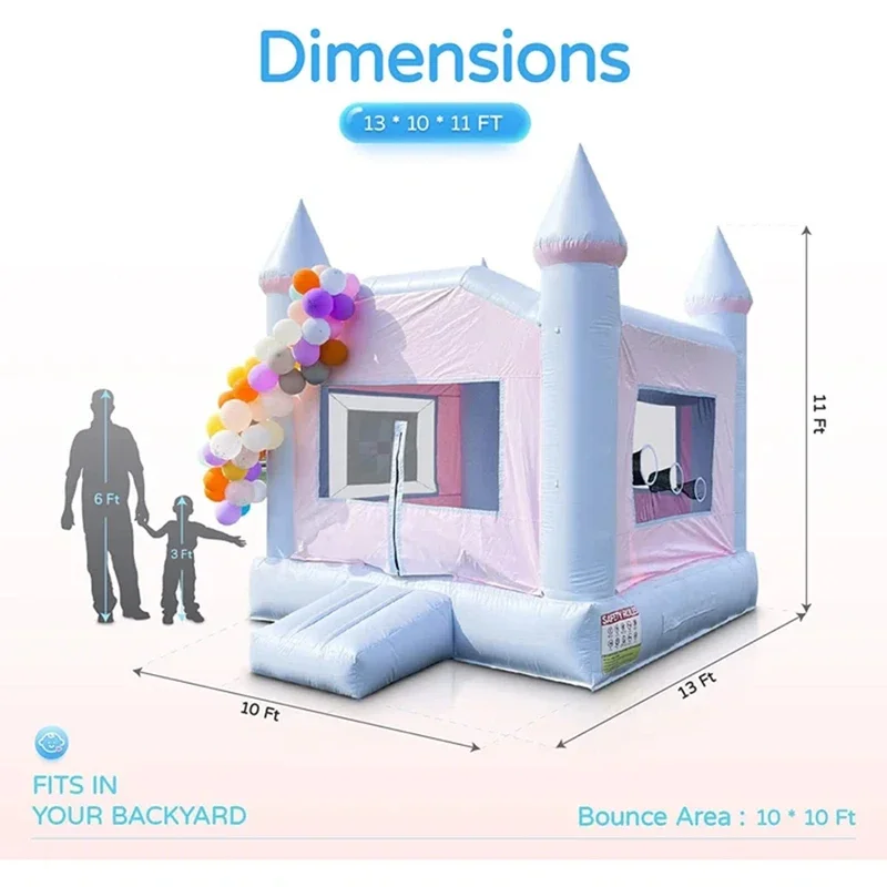 13ft Commercial white bounce house for party rentals Tie-dye colors inflatable bouncy castle jumping bed with blower