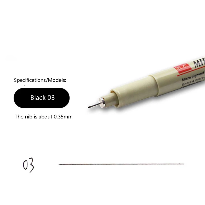 Pigment Liner Pigma Mikron Tinte Markierung stift 0,05 0,1 0,2 0,3 0,4 0,5 0,7 0,8 1,0mm verschiedene Spitze schwarzer Fin eliner Skizzen stift