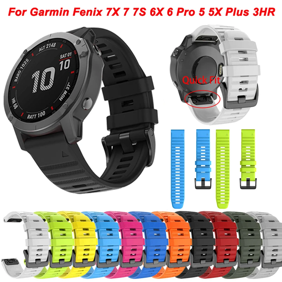 26 20 22MM Silicone QuickFit Watch band Straps For Garmin Fenix 7X 7 7S 6X 6 6S Pro 5 5X 5S Epix 2 Smartwatch Wristband Bracelet