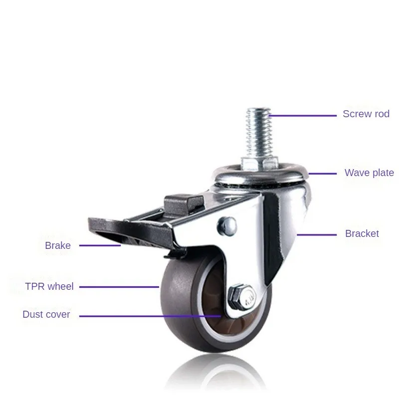 4 قطع عجلات أثاث عجلة كتم صوت عالمية ثقيلة 360 درجة ° بكرة مطاطية دوارة للملحقات المنزلية لكرسي عربة المنصة #3