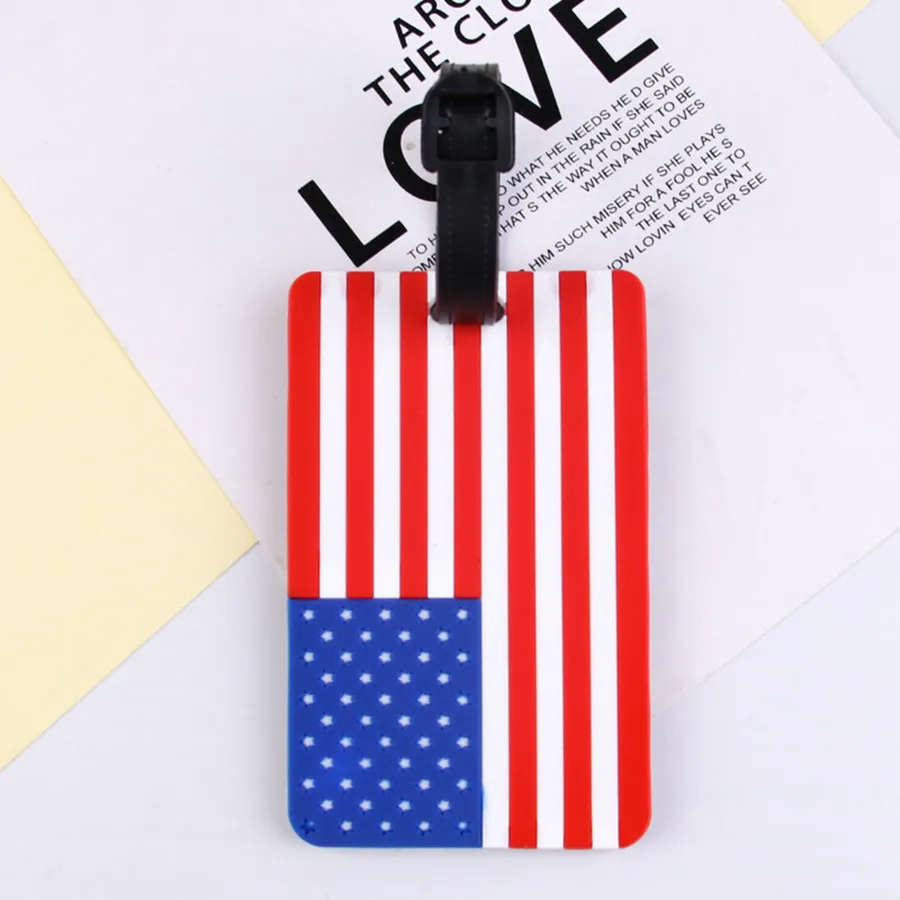 1 Piece US FLag PVC Luggage Tag High Quality Travel Accessories Baggage Tag Boarding Tag Name ID Labels