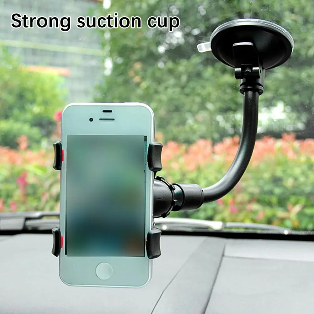 360 Rotate Sucker Car Phone Holder Windshield Cell Phone Support For IPhone 12 13 XR XS Long Arm Clip Mobile Phone Stand Mount