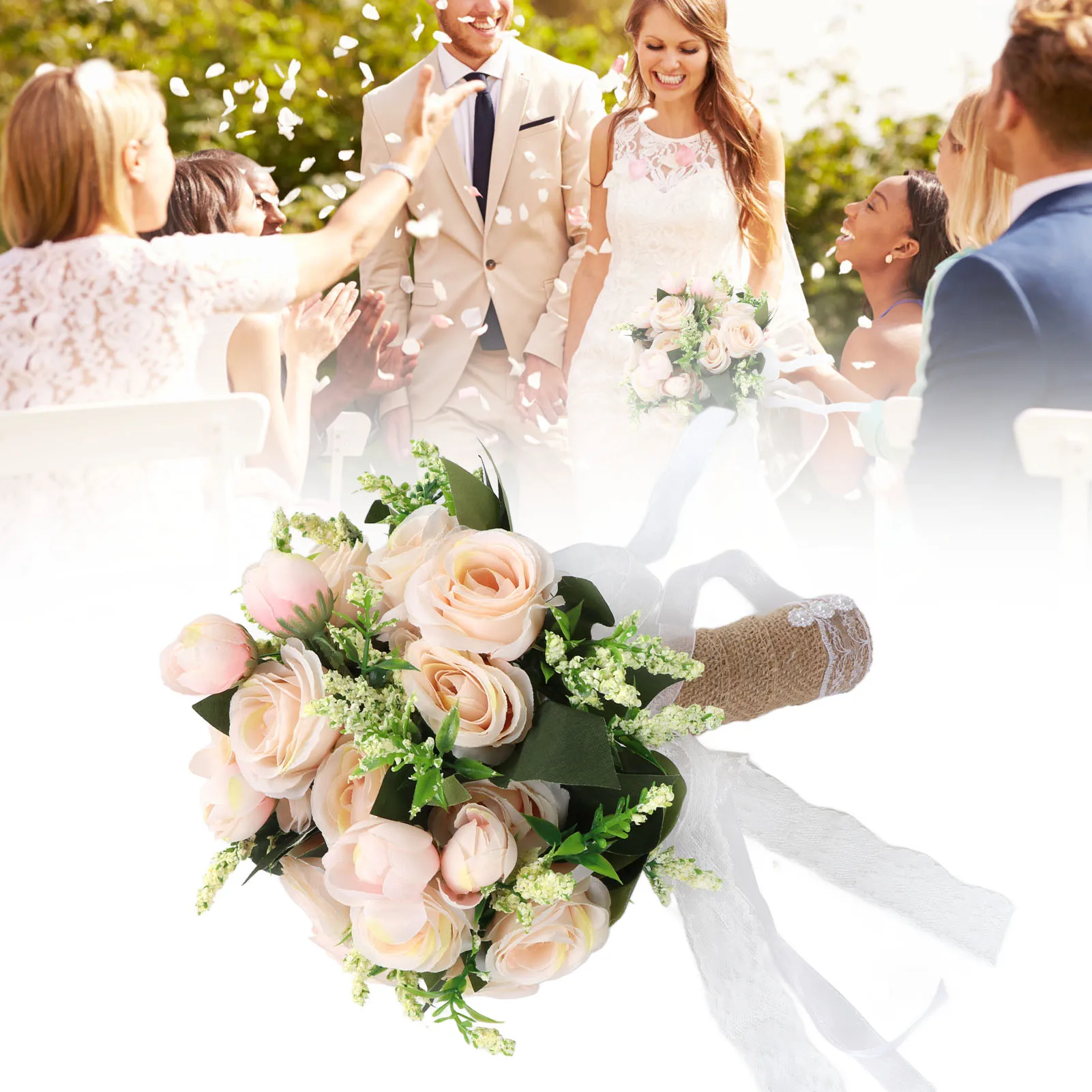 

Artificial Hand Holding Flowers Elegant Bridal Decorative Bouquet Wedding Photography Props Party Home DIY Decoration