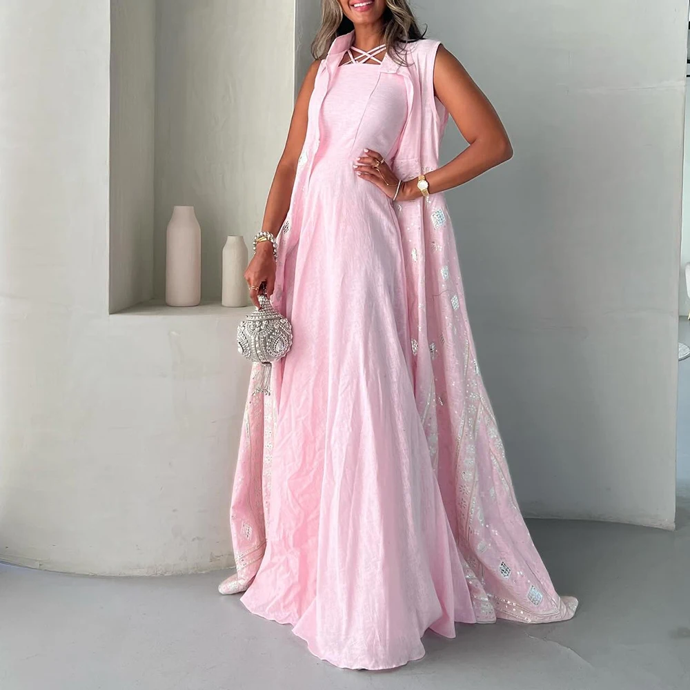 Customized Exquisite Sequined Off The Shoulder Chiffon Evening Dresses Fashion A-Line Floor Length Square Neck Short Sleeves