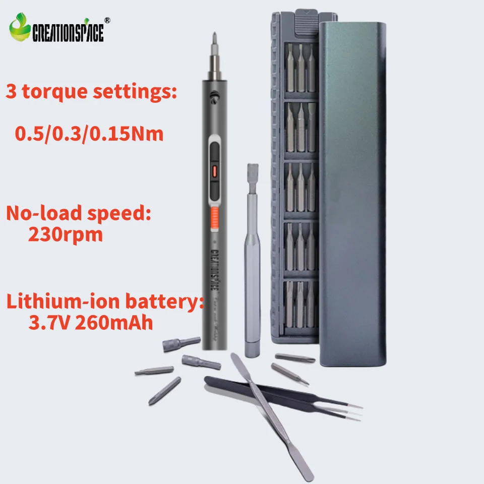 CreationSpace 3.7V Mini Precision Cordless Screwdriver Set 72in1 Precision Repair Kits 3-speed Torque, Maximum 0.6N.M
