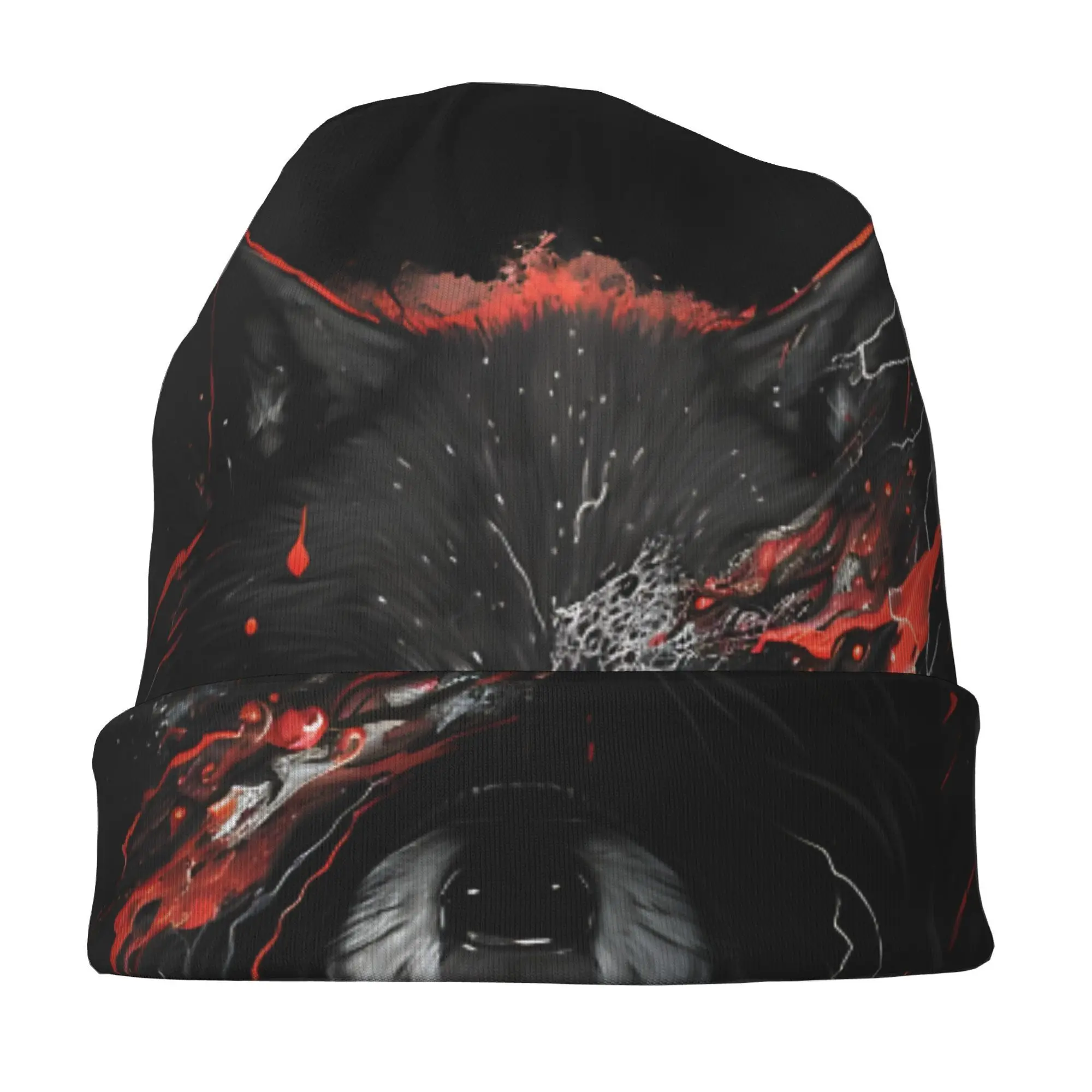 Wolf Art Gothic Beanie Hat with Realistic Wolf Skull Cap Unisex Hip Hop for Statement Accessory for Themed Parties Casual Attire