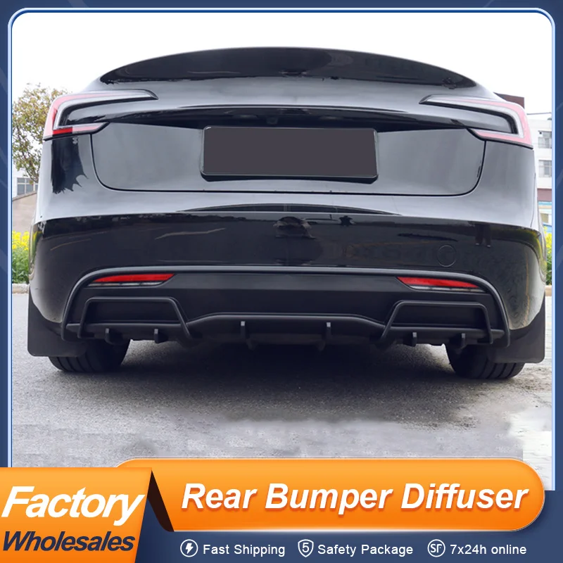 

For Tesla Model 3 Highland 2024 2025 2026 Rear Bumper Diffuser Splitter Bodykit Matt Glossy Black Carbon Exterior Accessories
