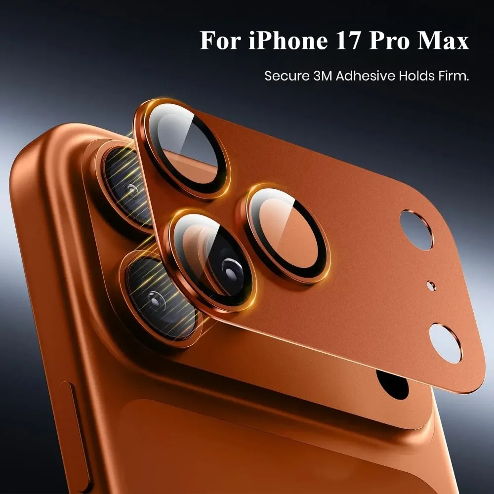Stark haftender Metall-Glas-Kameraschutz für Phone 17 Pro Max 16 15 14 Pro Max – Ringglas-Objektivschutzkappe mit vollständiger Abdeckung