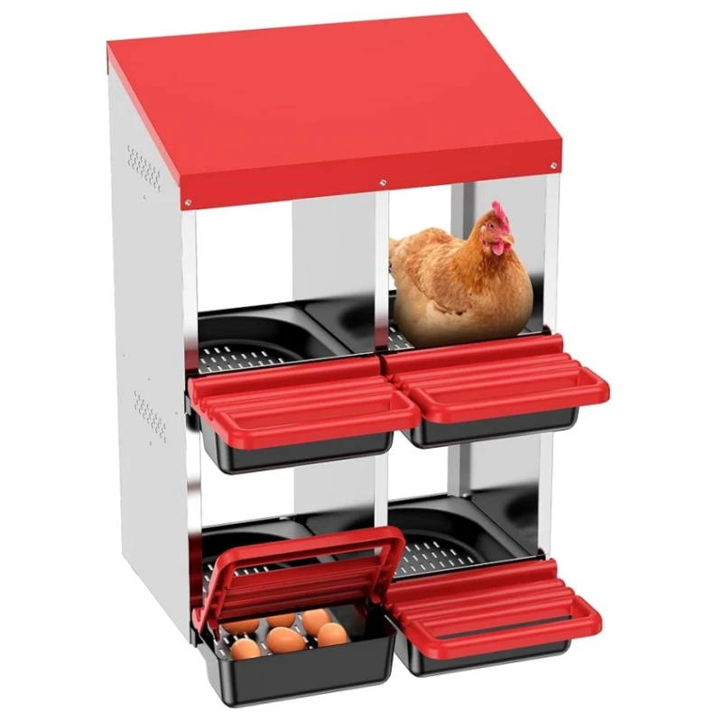 Home-use Galvanized Metal 4 Compartment 16 Chickens Roll Away Chicken Nesting Box With Legs