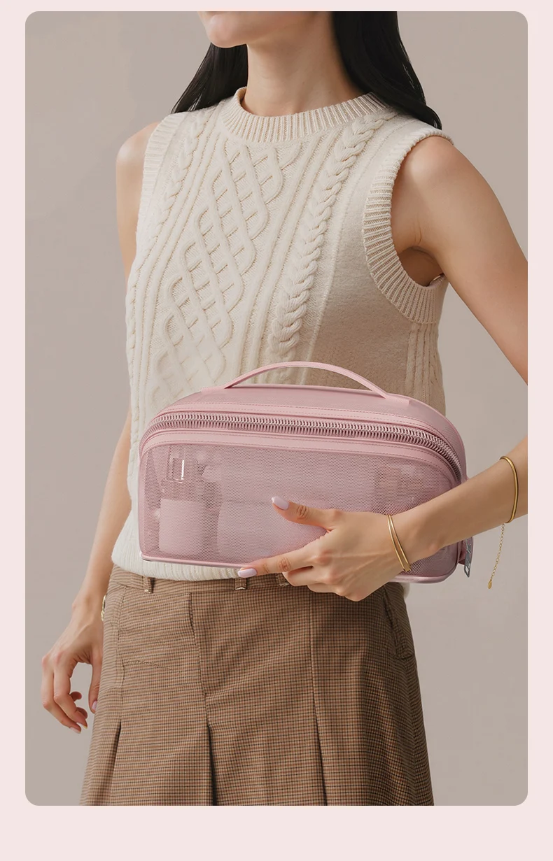 Makeup Bag For Women 2025 New Light High-end Portable Large Capacity Toiletry Bag Travel Outdoor Cosmetics Mesh Storage Bag