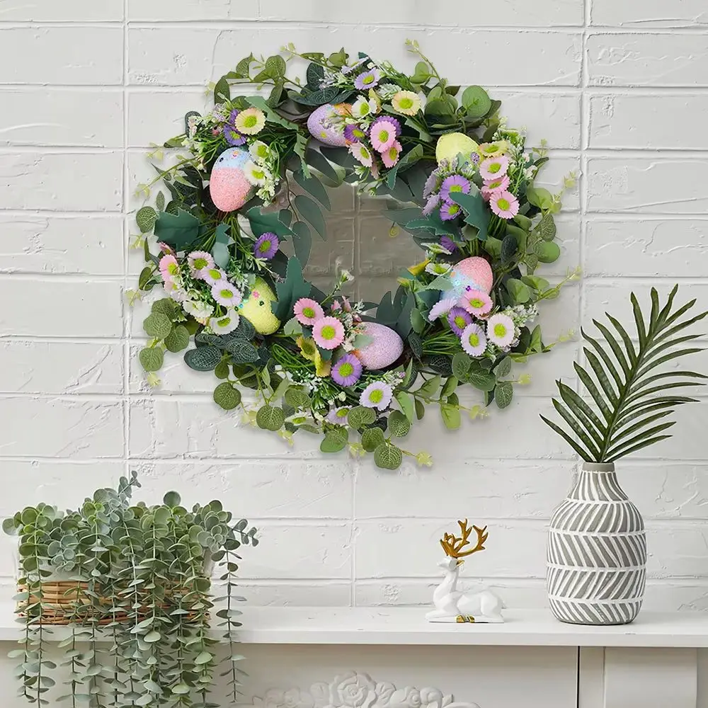 45cm Easter Spring Wreath Artificial Flower Eucalyptus