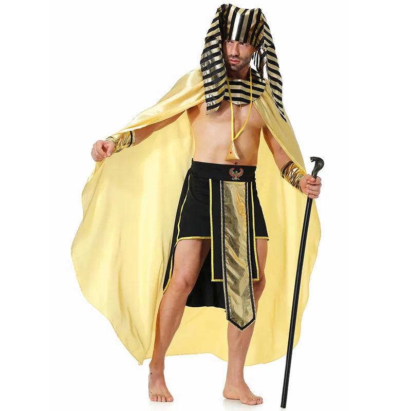 Egyptische Farao Kostuum Volwassen Mannen Grappig Pak Halloween Cosplay Koning Kleding Festival Feest Mantel Evenement Outfit Fancy