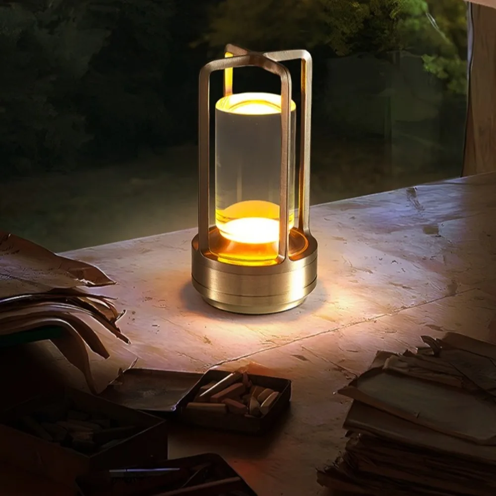 Simple LED Light Table Lamp USB Rechargeable Touch Dimmable Camping Light Decorative Cordless Touch Night Lamp Home Decoration
