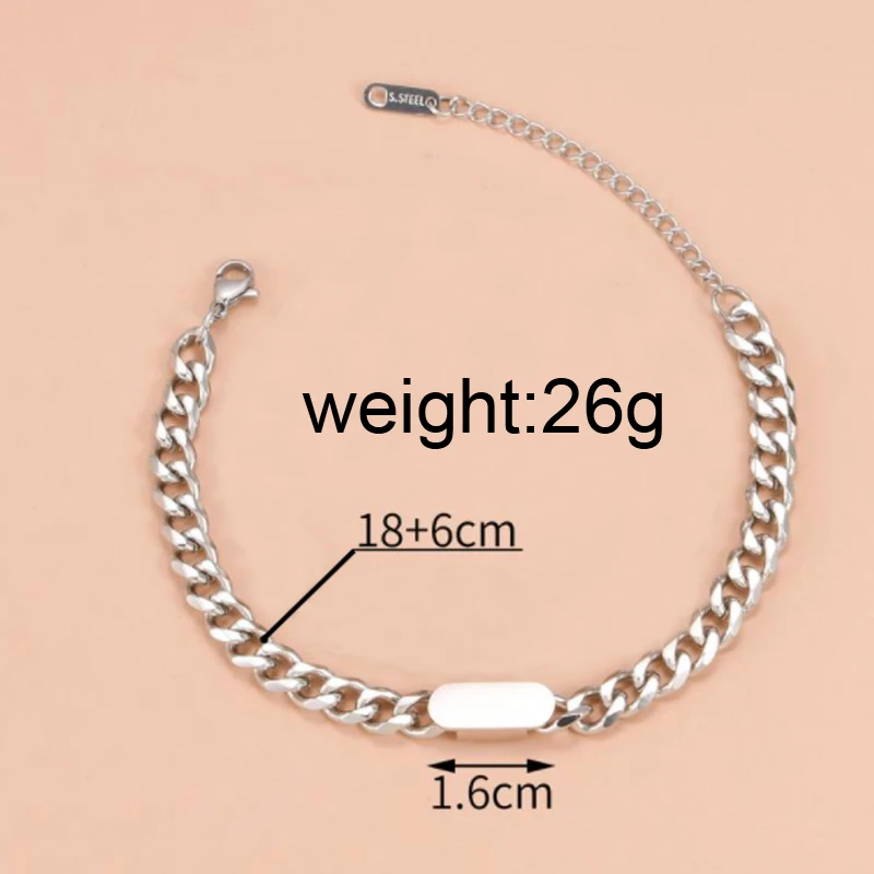 Azimiby Stainless Steel Oval Bracelet With Letter Fashion Initial Alphabet Charms Cuban Chain Bracelets For Women Men Birthdayn