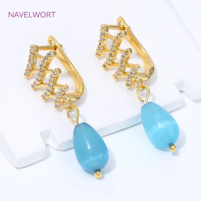 18K Gold Plated Fan Shape Flower Earwires Earring Fixtures,Brass Basic Fasteners Earring Hooks Clasps,DIY Jewelry Materials view 4