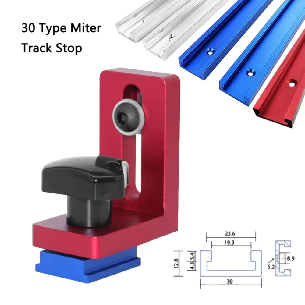 

1pc Aluminum Alloy Miter Track Jig Beveled Track Stop Groove For T-slot/F-slot Tracks Woodworking Tools