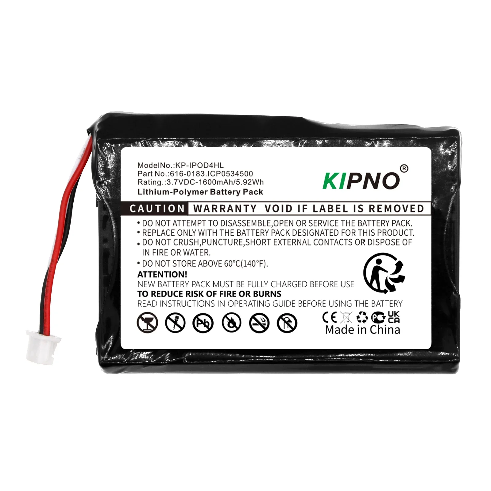 KIPNO 1600mAh iPod Classic 4th Gen Battery