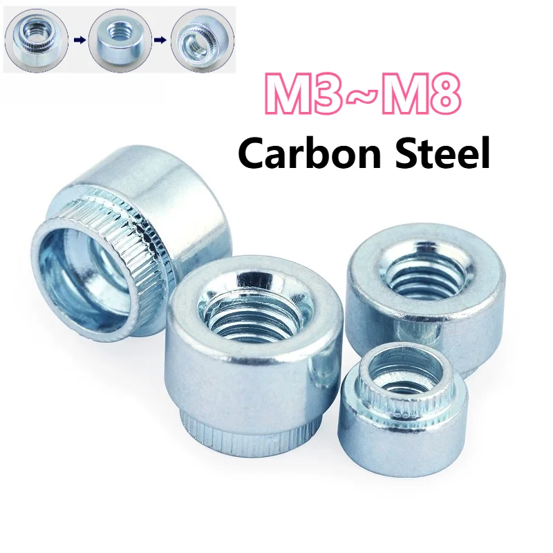 Zinc Plated Carbon Steel Riveting Nuts M3 M4 M5 M6 M8 Step Embossing Rivet Nut Pressure Riveting Nut Self Clinching Nuts