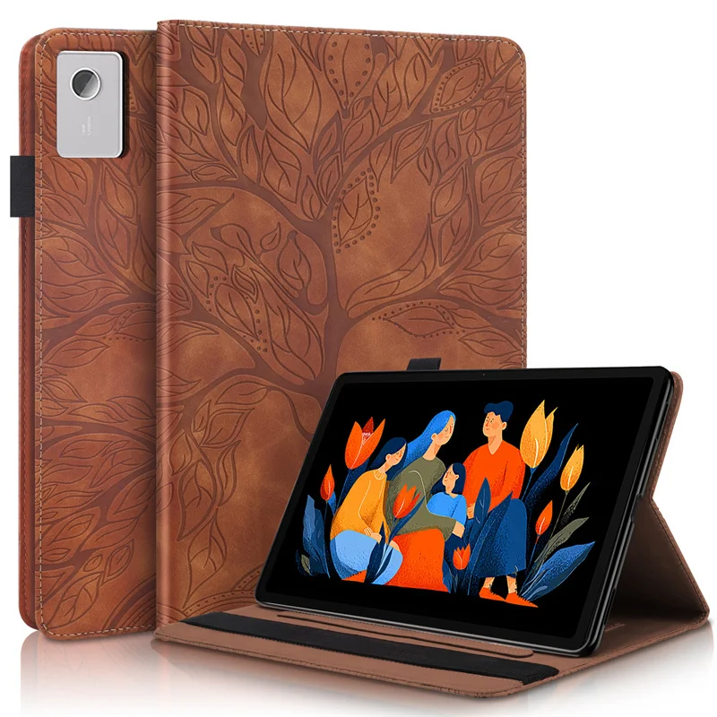 Etui na tablet Lenovo Idea Tab Plus 12.1, model TB361FU, z wytłaczanym wzorem drzewa, składane, z funkcją portfela i podstawki, pasujące również do Xiaoxin Pad 12.1, model TB365FC. — zdjęcie produktu 3