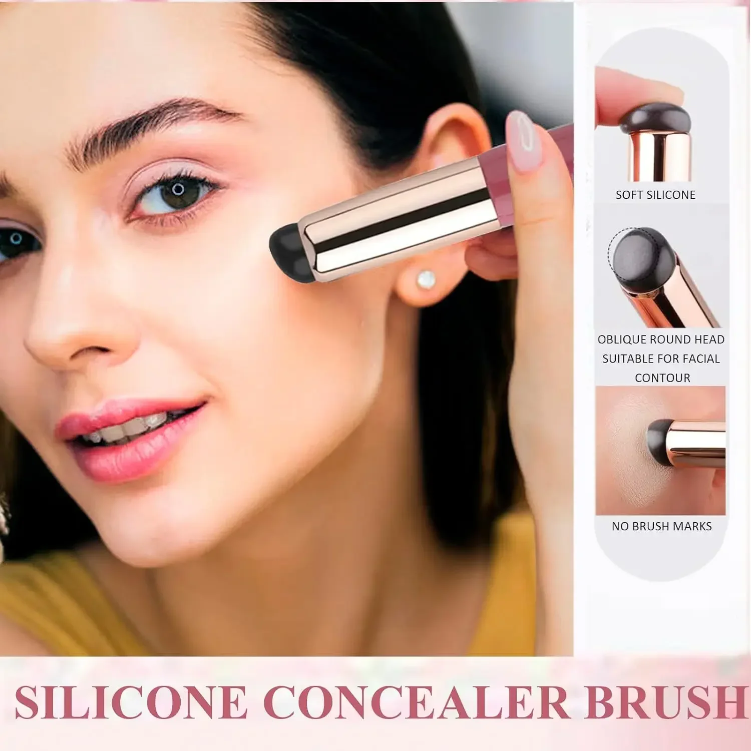 Silicone Lip Brush With Lid Silicone Angled Concealer Brush Like Fingertips Q Soft Angled Concealer Makeup Brush Tool