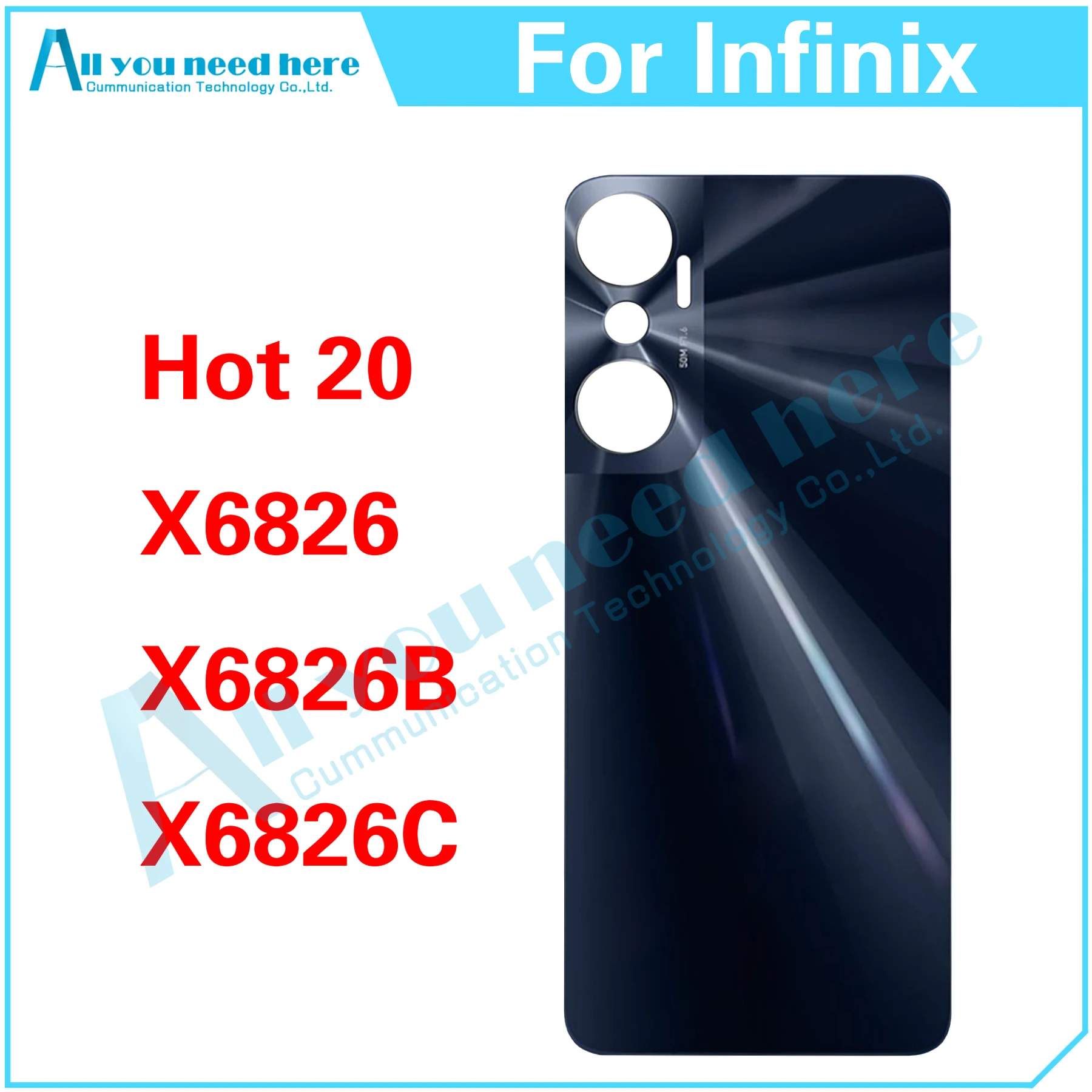 

10PCS For Infinix Hot 20 X6826 X6826B X6826C Hot20 Rear Case Battery Back Cover Door Housing Repair Parts Replacement