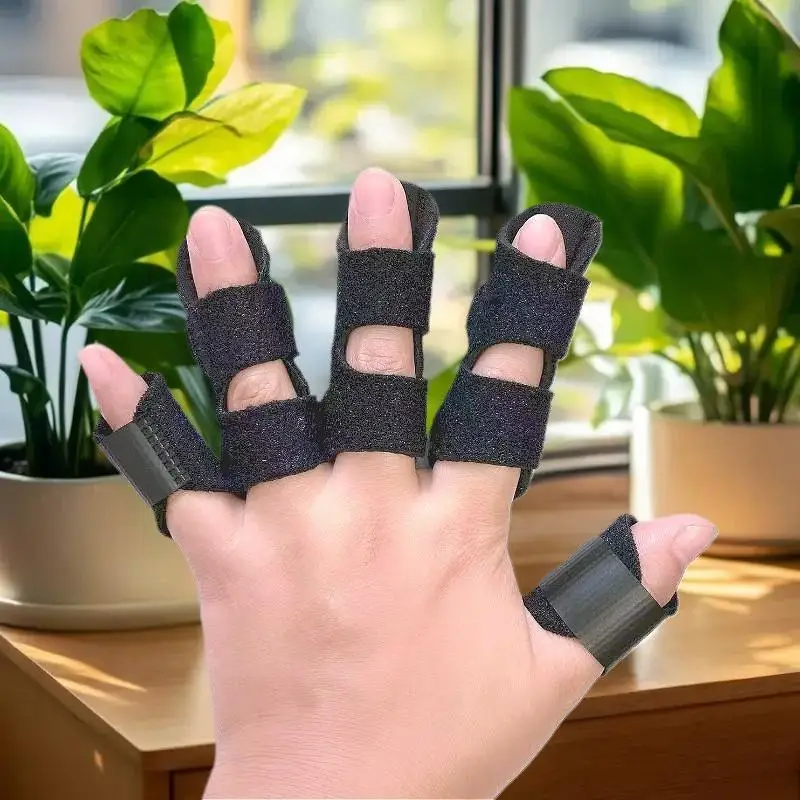 جبيرة استعادة الإصبع، دعامة تمليس مع حزام قابل للتعديل ولوحة ألومنيوم للعناية بمصحح المفصل #1